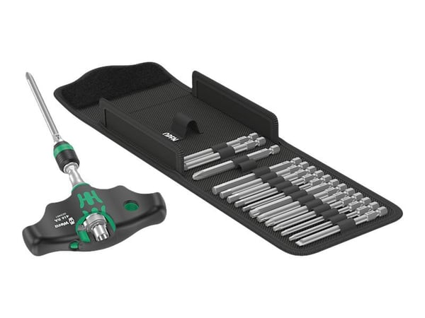 Wera Kraftform Kompakt 400 RA Imperial Set 1 - Skruvmejsel med spärrfunktion och bitsats - 17 delar - i låda