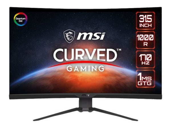 MSI MAG 325CQRF-QD - LED-skjerm - gaming - kurvet - 32" (31.5" synlig) - 2560 x 1440 WQHD @ 165 Hz - VA - 300 cd/m² - 3500:1 - 1 ms - 2xHDMI, Displ...