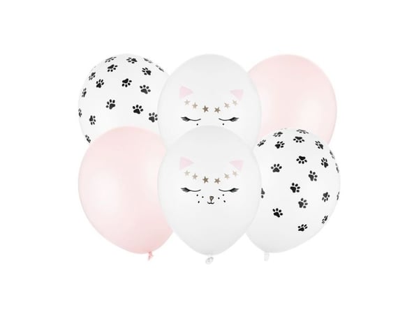 PartyDeco SB14P-306-000-6, Toy balloon, Latex, Svart, Guld, Rosa, Vit, Oval, 30 cm, 6 styck