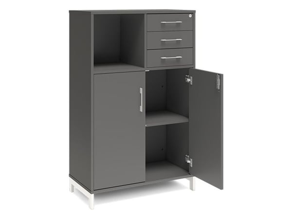 Kontorskab DNA, 800x1275 mm, Antracit/Hvid, skuffemodul 3A4/2A4