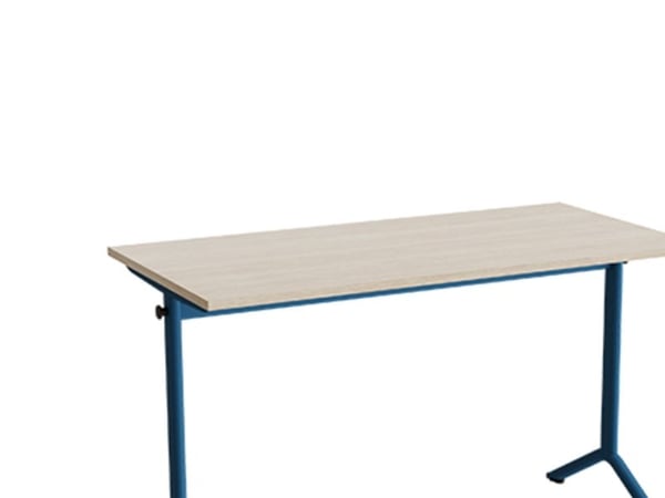 Pöytä Atlas 1130, 1200x600mm, tammi korkeapainelaminaatti, sininen runko