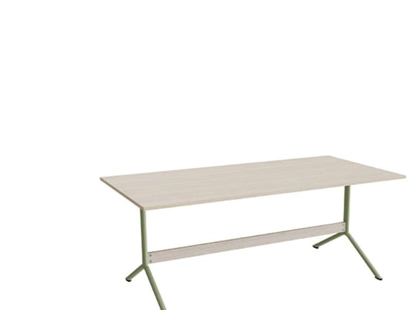 Bord Atlas 1134, 1800x900mm, højde 720, eg højtrykslaminat, grønt stel