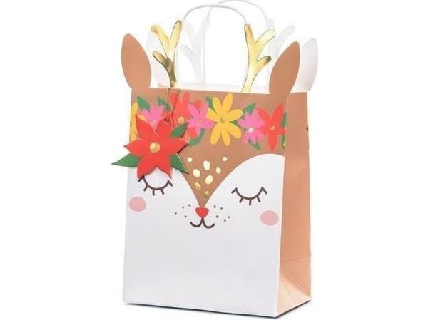 PartyDeco TNP16, Gavepapirbag, Brun, Gull, Rød, Hvit, Gult, Bilde, Gratulasjoner, Gull, Hvit, 205 mm