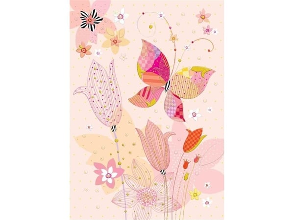 B6-kort + konvolutt Butterfly pink