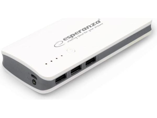 Esperanza EMP106WE Radium, Harmaa, Valkoinen, Universaali, Suorakulmio, 8000 mAh, USB, 5 V
