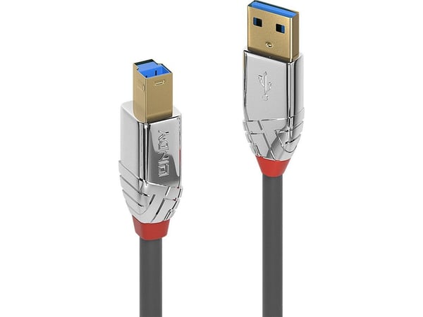 Lindy 36664, 5 m, USB A, USB B, USB 3.2 Gen 1 (3.1 Gen 1), 5 Gbit/s, Grå