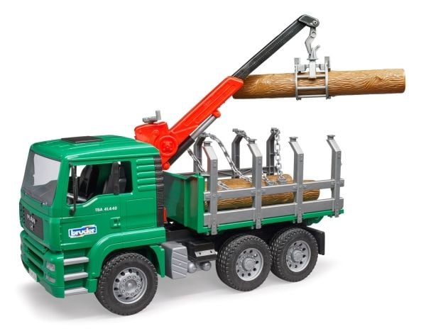 Bruder MAN TGA Timber truck with loading crane and 3 trunks toy
