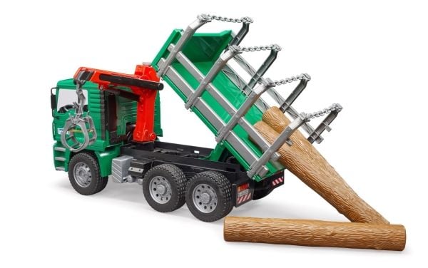 Bruder MAN TGA Timber truck with loading crane and 3 trunks toy