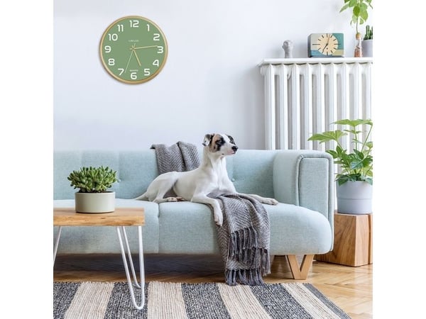 Unilux 400165098, Vegg, Kvartsklokke, Rund, Grønn, Tre, Tre, Glass