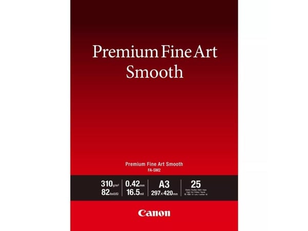 Canon Premium Fine Art FA-SM2 - Glatt - 16,5 mille - A3 (297 x 420 mm) - 310 g/m² - 82 pund - 25 ark fotopapir - for imagePROGRAF PRO-1000, PRO-300...