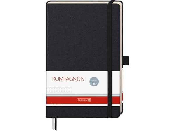 Brunnen Kompagnon, Monokromatiskt, Svart, 192 ark, 80 g/m ^, Prickat papper, Inbunden