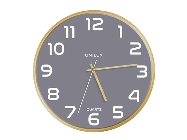 Vægur Unilux Baltic - grå - lydløs - diameter 31,5 cm