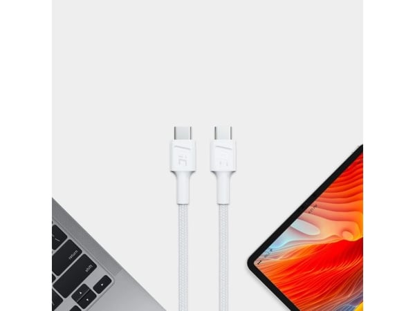 Green Cell PowerStream - USB-kabel - 24 pin USB-C (hann) til 24 pin USB-C (hann) - 1.2 m - USB Power Delivery (60W), up to 480 Mbps - hvit