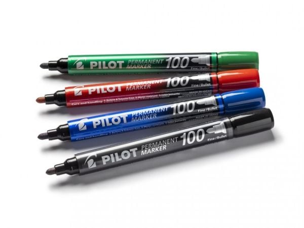 Marker Pilot 100 permanent assorterade färger (set om 4)