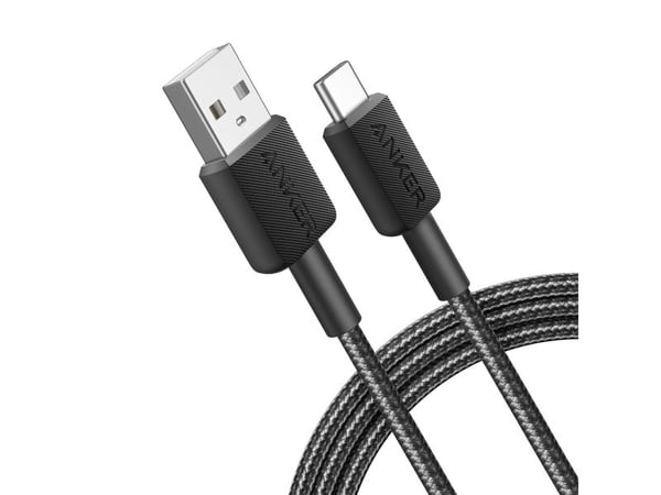 Anker 322, 1,8 m, USB A, USB C, 480 Mbit/s, musta