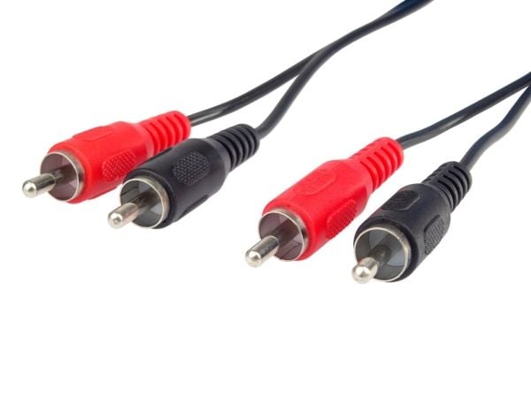 PremiumCord KJACKCMM2-2, 2 x RCA, Hankjønn, 2 x RCA, Hankjønn, 2 m, Sort, Rød