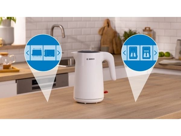 Bosch TWK2M161, 1,7 L, 2400 W, Valkoinen, Muovi, Veden tason ilmaisin, Ylikuumenemissuoja