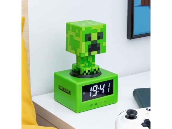 Paladone Creeper Icon, Digital vekkerklokke, Minecraft, Creeper, firkant, Grønn, 12/24h