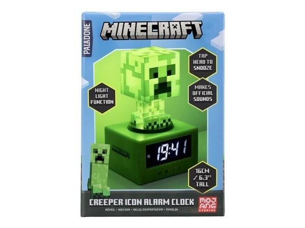 Paladone Creeper Icon, Digital vekkerklokke, Minecraft, Creeper, firkant, Grønn, 12/24h