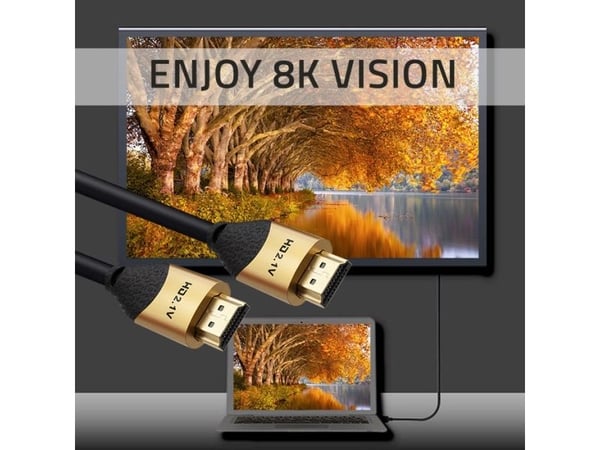 Qoltec GOLD - Ultra High Speed - HDMI-kabel med Ethernet - HDMI hann til HDMI hann - 1 m - svart - 8 K 60 Hz (7680 x 4320) støtte