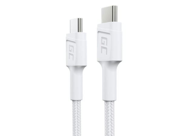 Green Cell PowerStream - USB-kabel - 24 pin USB-C (hann) til 24 pin USB-C (hann) - 30 cm - USB-C Power Delivery (60W) - snøhvitt