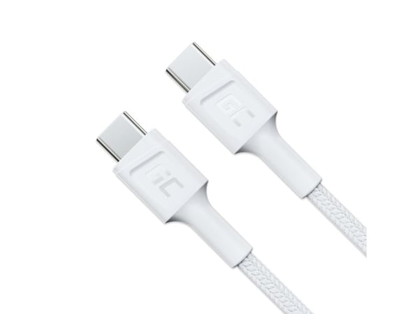 Green Cell PowerStream - USB-kabel - 24 pin USB-C (hann) til 24 pin USB-C (hann) - 30 cm - USB-C Power Delivery (60W) - snøhvitt