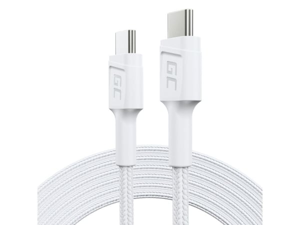 Green Cell PowerStream - USB-kabel - 24 pin USB-C (hann) til 24 pin USB-C (hann) - 2 m - USB-C Power Delivery (60W) - snøhvitt