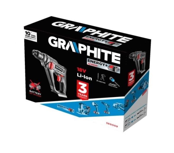 Graphite 58G009, SDS Plus, Grå, 1 cm, 900 RPM, 0,8 J, 5000 bpm