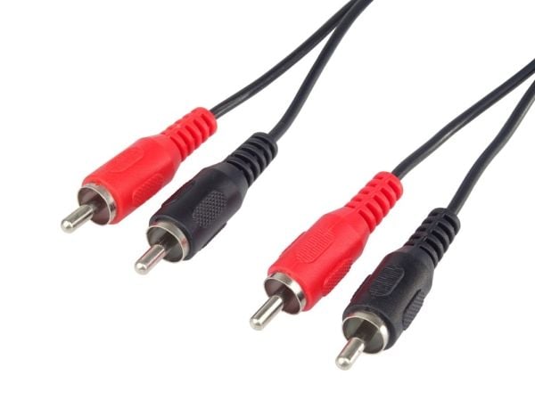 PremiumCord KJACKCMM2-10, 2 x RCA, Hankjønn, 2 x RCA, Hankjønn, 10 m, Sort, Rød