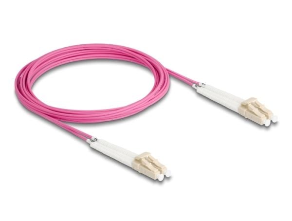 Delock - Nettverkskabel - LC multimodus (hann) til LC multimodus (hann) - 3 m - fiberoptisk - dupleks - 50 / 125 mikroner - OM4 - vinklet, halogenf...