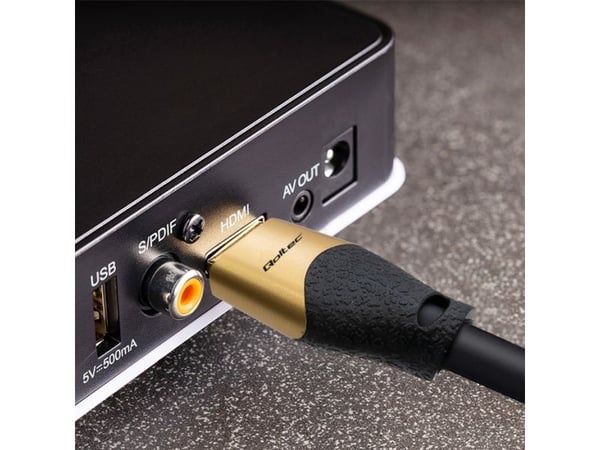 Qoltec GOLD - Ultra High Speed - HDMI-kabel med Ethernet - HDMI hann til HDMI hann - 3 m - svart, gull - 8 K 60 Hz (7680 x 4320) støtte