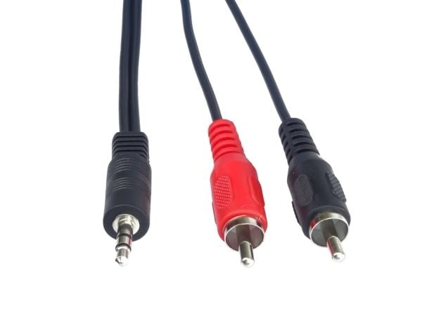 PremiumCord KJACKCIN15, 3.5mm, Hankjønn, 2 x RCA, Hankjønn, 15 m, Sort, Rød