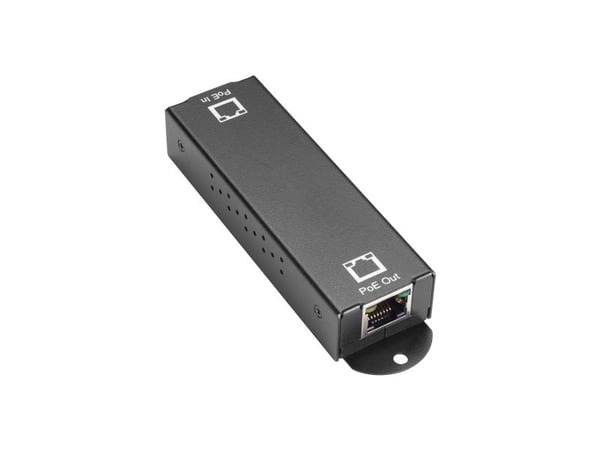 Black Box LPR1111, Raskt Ethernet, Gigabit Ethernet, 10,100,1000 Mbit/s, IEEE 802.3af, IEEE 802.3at, Cat5, Cat5e, Sort, 600 m