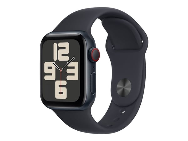 Apple Watch SE (GPS + Cellular) - 2. generasjon - 40 mm - midnattsaluminium - smartklokke med sportsbånd - fluorelastomer - midnatt - båndbredde: S...