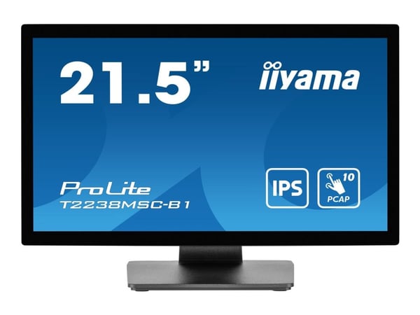 iiyama ProLite T2238MSC-B1 - LED-skjerm - 21.5" - berøringsskjerm - 1920 x 1080 Full HD (1080p) - IPS - 600 cd/m² - 1000:1 - 5 ms - HDMI, DisplayPo...