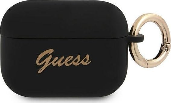 Hurtel Guess GUAPSSSK-skal till AirPods Pro - svart/svart silikon Vintage Script