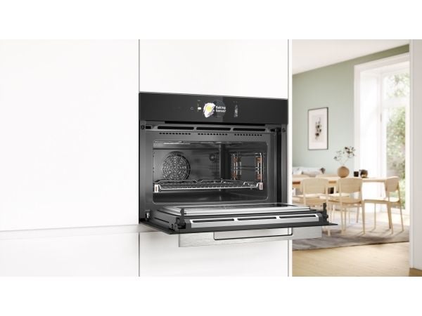 Bosch Serie | 8 CMG778NB1 - Kombinasjonsovn - innebygd - Wi-Fi - fordypning - bredde: 56 cm - dybde: 55 cm - høyde: 45 cm - med selvrens - svart