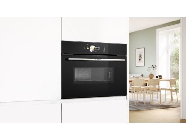 Bosch Serie | 8 CMG778NB1 - Kombinasjonsovn - innebygd - Wi-Fi - fordypning - bredde: 56 cm - dybde: 55 cm - høyde: 45 cm - med selvrens - svart