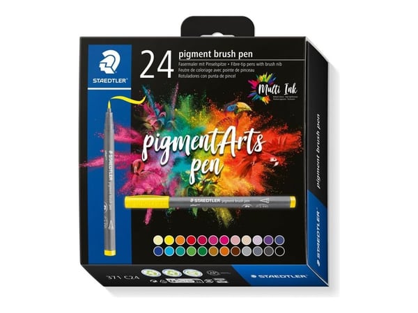 STAEDTLER 371 - Børstepenn - permanent - assorterte farger - fargeblekk (en pakke 24)