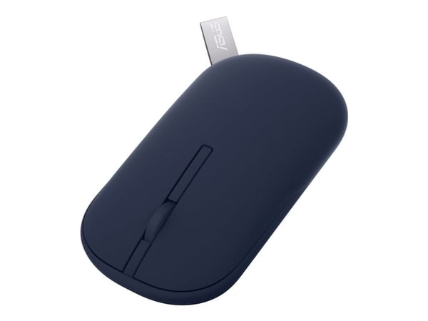 ASUS MD100 - Mus - höger- och vänsterhänta - optisk - trådlös - 2.4 GHz, Bluetooth 5.0 LE - trådlös USB-mottagare - mild blå