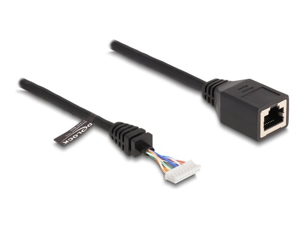 Delock - Nettverkadapterkabel - 8 pin header (hunn) til RJ-45 (hunn) - 23 cm - 5.5 mm - CAT 5e - svart