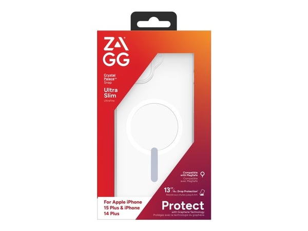 Zagg Crystal Palace - Baksidedeksel for mobiltelefon - MagSafe-samsvar - klart (snap) - for Apple iPhone 14 Plus, 15 Plus