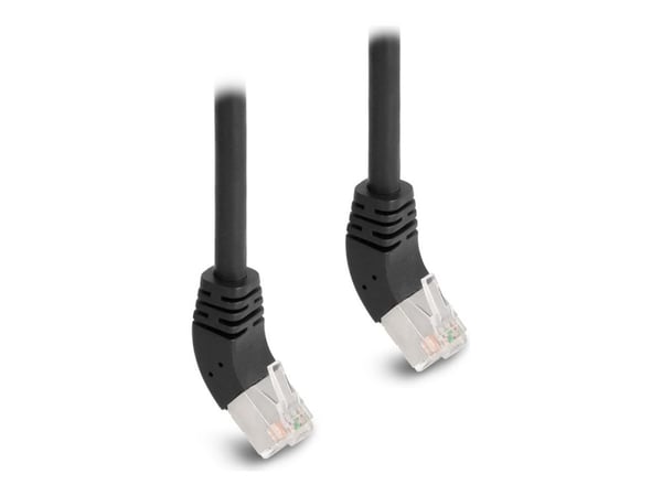 Delock - Koblingskabel - RJ-45 (hann) vinklet til RJ-45 (hann) vinklet - 5 m - 6 mm - S/FTP - CAT 6a - med støvel, halogenfri - svart