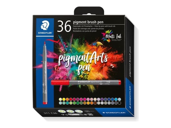 STAEDTLER 371 - Brush pen set - permanent - assorterte farger - fargeblekk - 36 deler