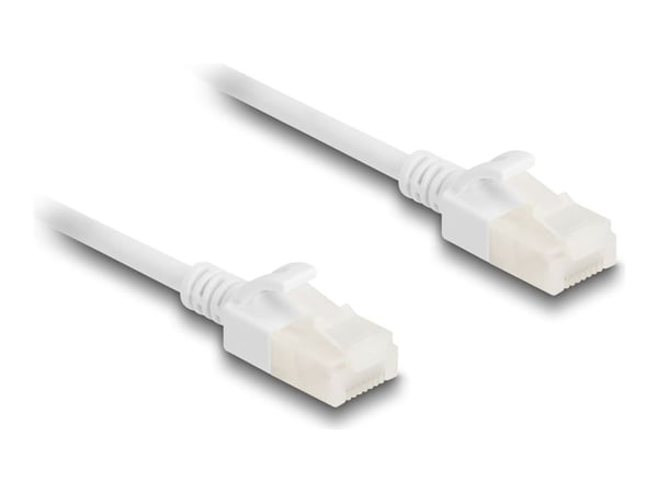 Delock - Nettverkskabel - RJ-45 (hann) til RJ-45 (hann) - 1 m - 3.6 mm - UTP - CAT 6a - halogenfri, uten hindringer, flat, robust latch - hvit