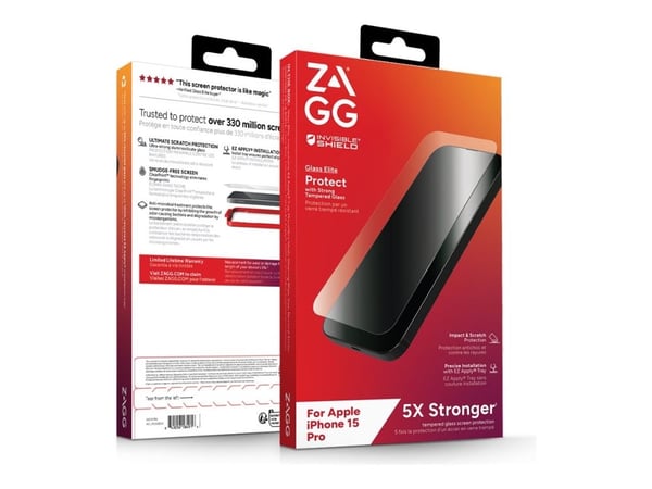 ZAGG InvisibleShield Glass Elite - Skjermbeskyttelse for mobiltelefon - glass - for Apple iPhone 15 Pro