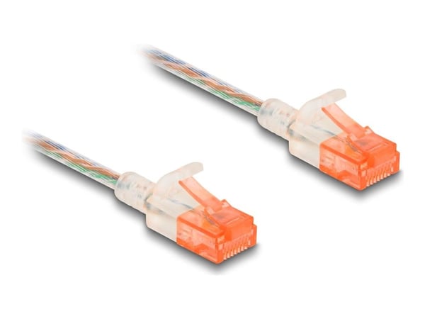 Delock - Nettverkskabel - RJ-45 (hann) til RJ-45 (hann) - 30 cm - 3.5 mm - UTP - CAT 6a - uten hindringer, slank - gjennomsiktig