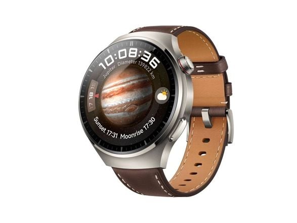 Huawei Watch 4 Pro - Titan - smartklokke med stropp - lær - mørkebrun - håndleddstørrelse: 140-210 mm - display 1.5" - 32 GB - Wi-Fi, LTE, NFC, Blu...