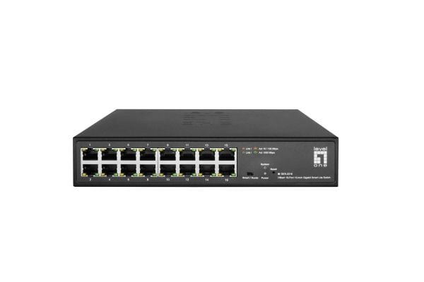 LevelOne Hilbert GES-2216 - Switch - 10-inch - smart - 16 x 10/100/1000 - rackmonterbar