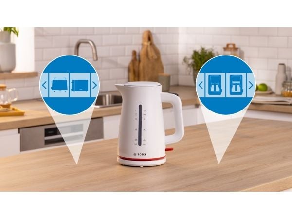 Bosch TWK3M121, 1,7 l, 2400 W, Hvit, Plast, Vannivåindikator, Overopphetingsbeskyttelse